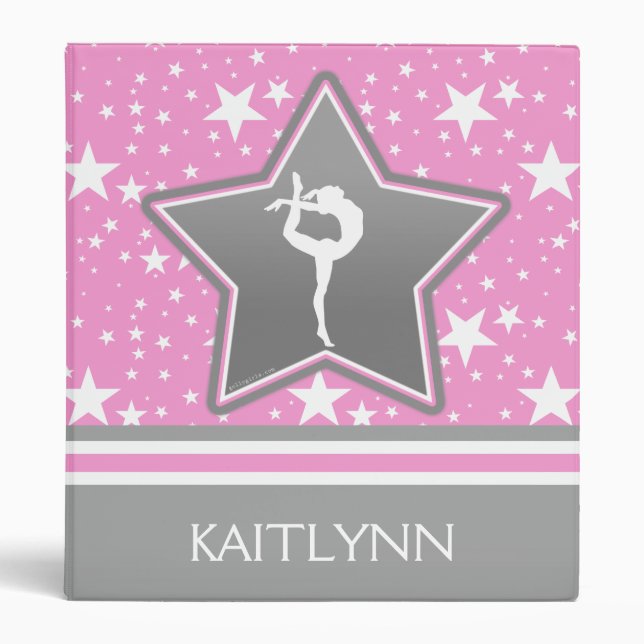 Gymnastics Among the Stars in Pink with YOUR NAME Binder (Front)