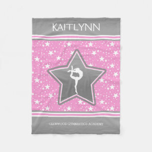 Gymnastics Among the Stars in Pink with YOUR NAME Fleece Blanket