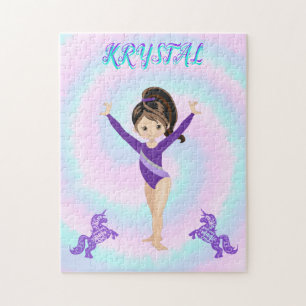 Gymnastics and purple ponies personalized  jigsaw puzzle
