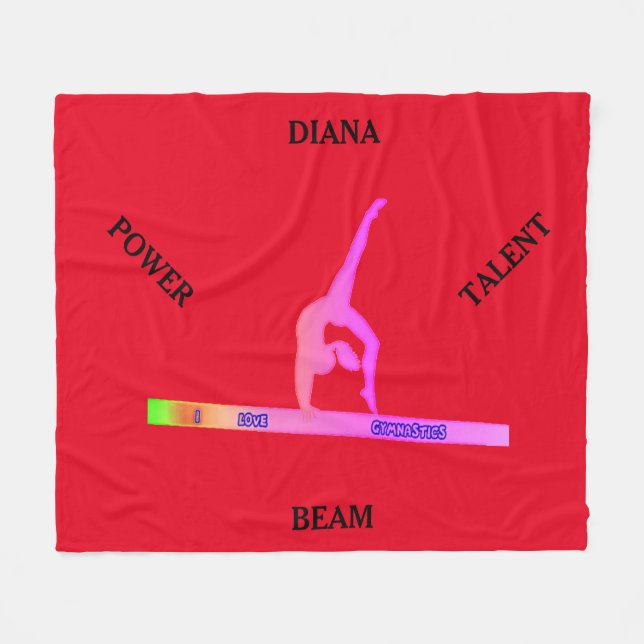 Gymnastics balance beam fleece blanket. Custom. (Front (Horizontal))