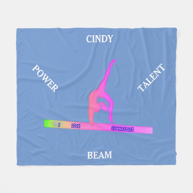 Gymnastics balance beam fleece blanket. Custom. (Front (Horizontal))