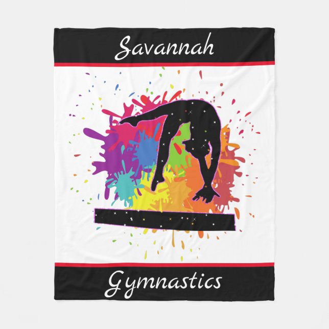 Gymnastics Balance Beam Paint Splatter Fleece Blanket (Front)