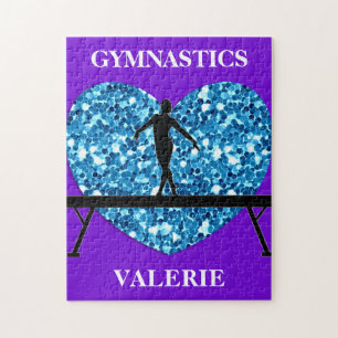 Gymnastics Balance Beam Purple Teal Jigsaw Puzzle