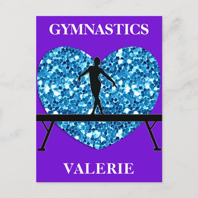 Gymnastics Balance Beam Purple Teal Postcard (Front)
