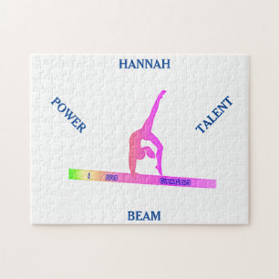 Gymnastics balance beam puzzle.  Personalized name Jigsaw Puzzle