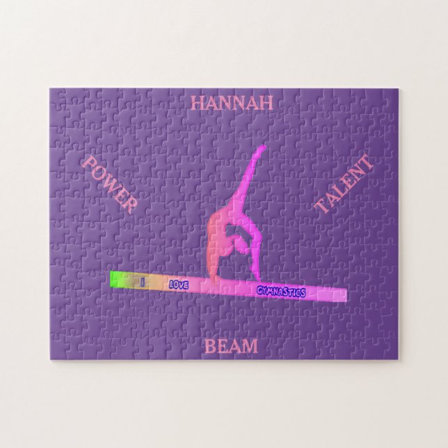 Gymnastics balance beam puzzle.  Personalized name Jigsaw Puzzle (Horizontal)