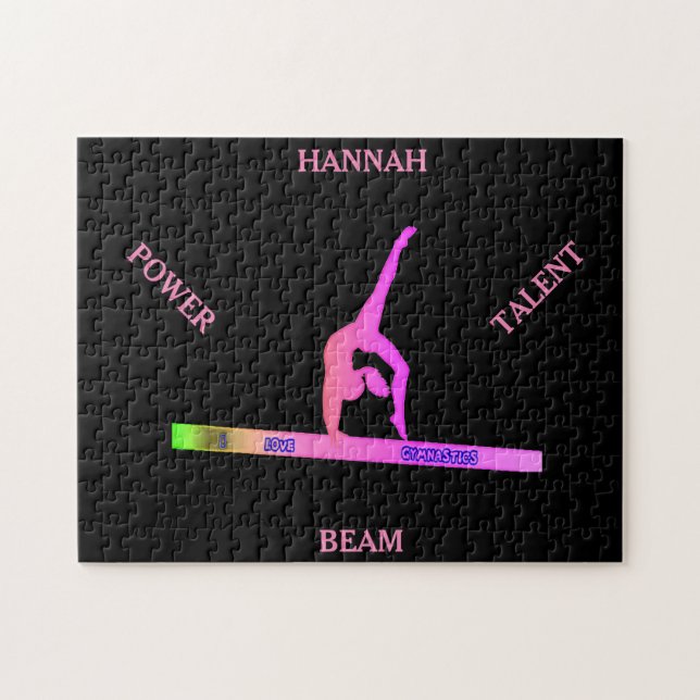 Gymnastics balance beam puzzle.  Personalized name Jigsaw Puzzle (Horizontal)