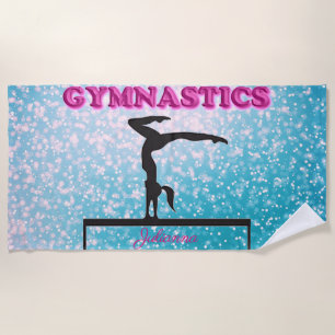 Gymnastics Balance Beam Sparkle  Beach Towel