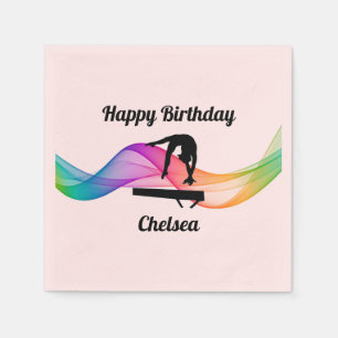 Gymnastics Balance Beam Swirl Birthday Napkins