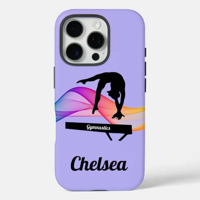 Gymnastics Balance Beam Swirl Purple Personalized Case-Mate iPhone Case (Back)
