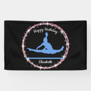 Gymnastics Bars Birthday in Blue and Black   Banner