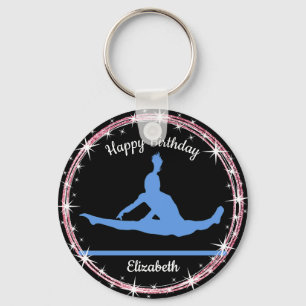 Gymnastics Bars Birthday in Blue and Black  Keychain