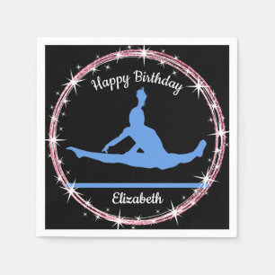 Gymnastics Bars Birthday in Blue and Black    Napkin