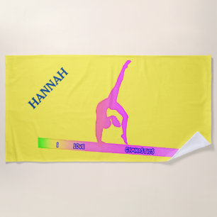 GYMNASTICS beach towel.  Personalized name. Beach Towel