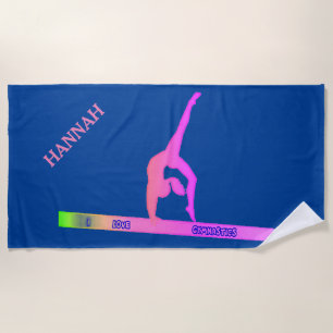 GYMNASTICS beach towel.  Personalized name. Beach Towel