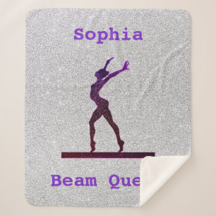 Gymnastics Beam Queen Purple / Silver Sherpa Blanket