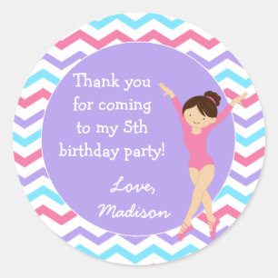 Gymnastics Birthday Favour Stickers