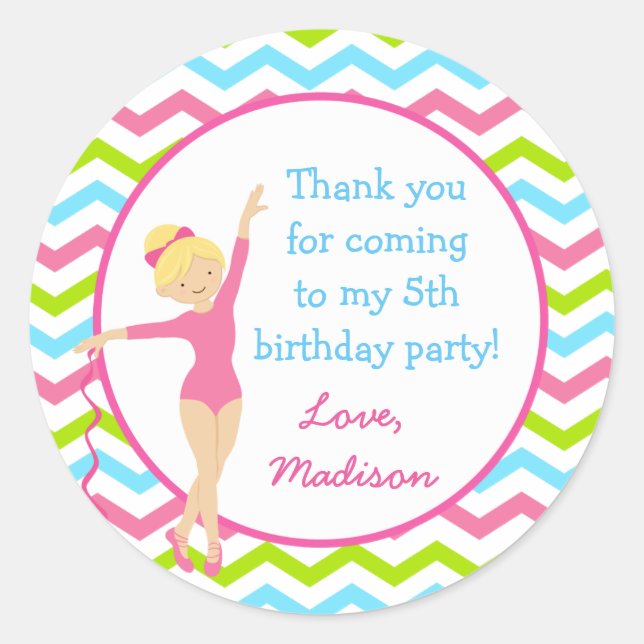 Gymnastics Birthday Favour Tags (Front)