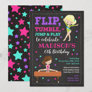 Gymnastics Birthday Invitation / Girl / Chalkboard