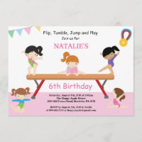 Gymnastics Birthday Invitation Pink Gym Party