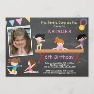 Gymnastics Birthday Invitation Pink Gym Party