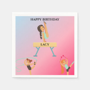 Gymnastics birthday napkins personalized.