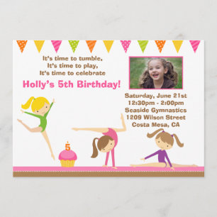 Gymnastics Birthday Party Invitation