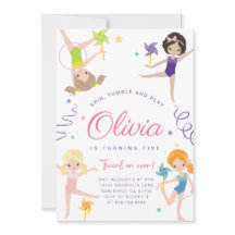 Gymnastics Birthday Party Invitation • Pinwheels