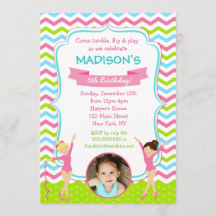 Gymnastics Birthday Party Invitations