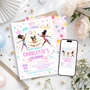 Gymnastics Birthday Party Pastel Watercolor Invitation