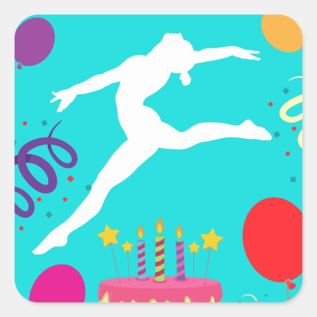 Gymnastics Birthday Party   Square Sticker (Front)