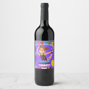 Gymnastics Birthday Party Wine Label