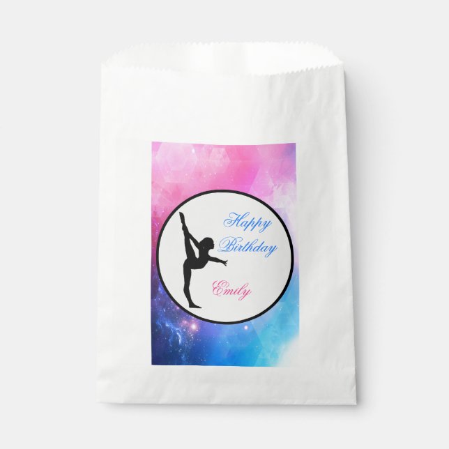 Gymnastics Birthday Pink & Blue Party Favour Bags (Front)