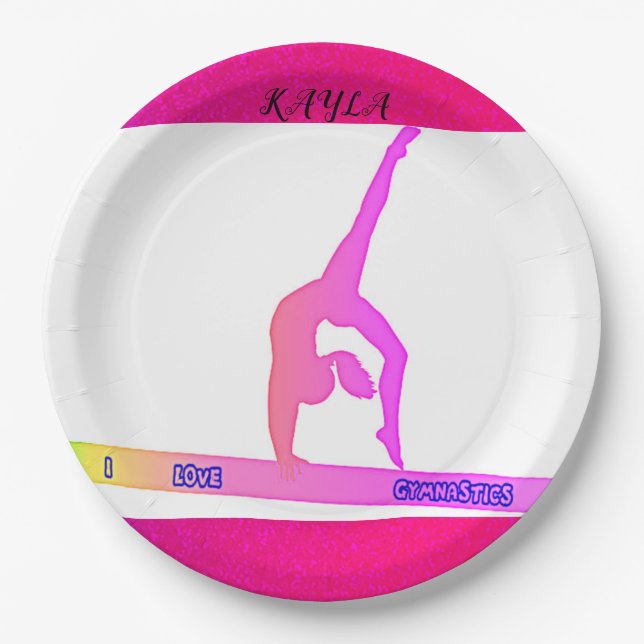 Gymnastics birthday plates for girl's. (Front)