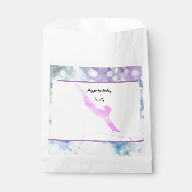 Gymnastics Birthday Uneven Bars Watercolor Favour Bag (Front)