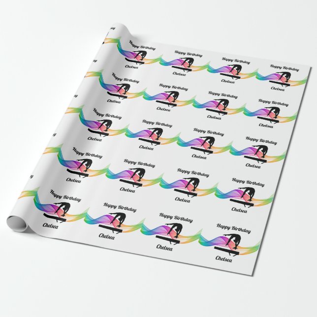 Gymnastics Birthday Wrapping Paper  (Unrolled)