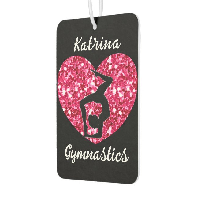 Gymnastics Black and Hot Pink Personalized  Air Freshener (Left)