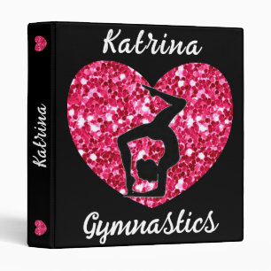 Gymnastics Black and Hot Pink Personalized  Binder