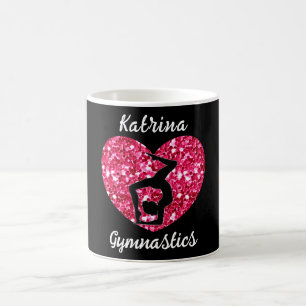 Gymnastics Black and Hot Pink Personalized  Coffee Mug