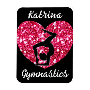Gymnastics Black and Hot Pink Personalized  Magnet