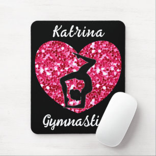 Gymnastics Black and Hot Pink Personalized  Mouse Pad