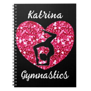 Gymnastics Black and Hot Pink Personalized Notebook