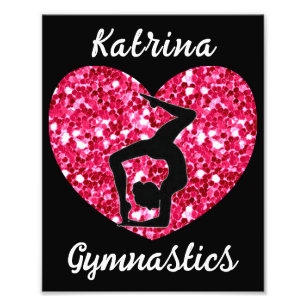 Gymnastics Black and Hot Pink Personalized  Photo Print