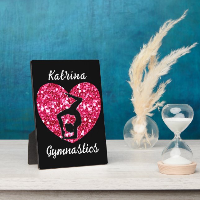 Gymnastics Black and Hot Pink Personalized  Plaque (Side)