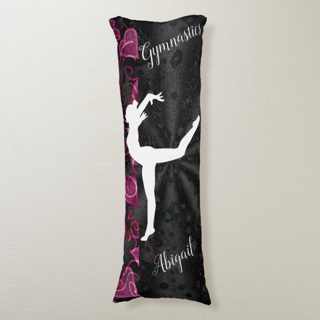 Gymnastics Black, White and Pink  Body Pillow (Front Vertical)