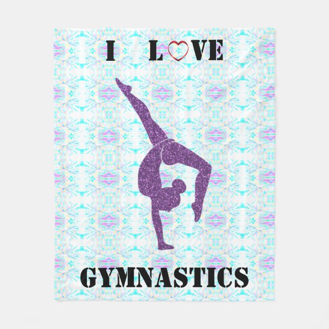 Gymnastics Blanket - I Love Gymnastics Fleece (Front)