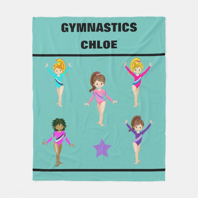 GYMNASTICS BLANKET WITH 5 GYMNASTS PERSONALIZED (Front)