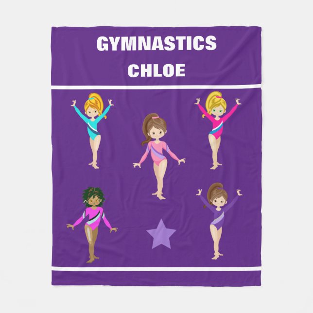 GYMNASTICS BLANKET WITH 5 GYMNASTS PERSONALIZED (Front)