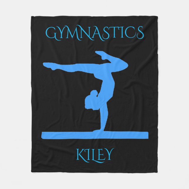 Gymnastics blanket with gymnast.  Custom name. (Front)