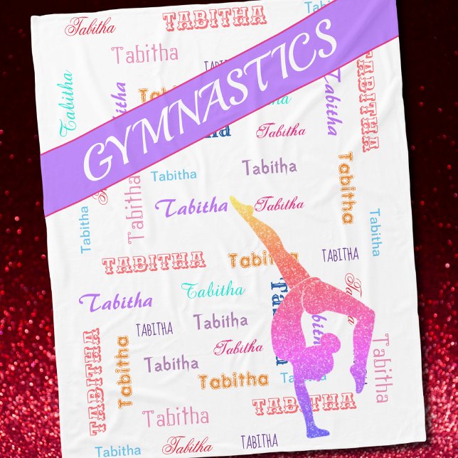 Gymnastics Blanket with Personalized Name All Over (Creator Uploaded)